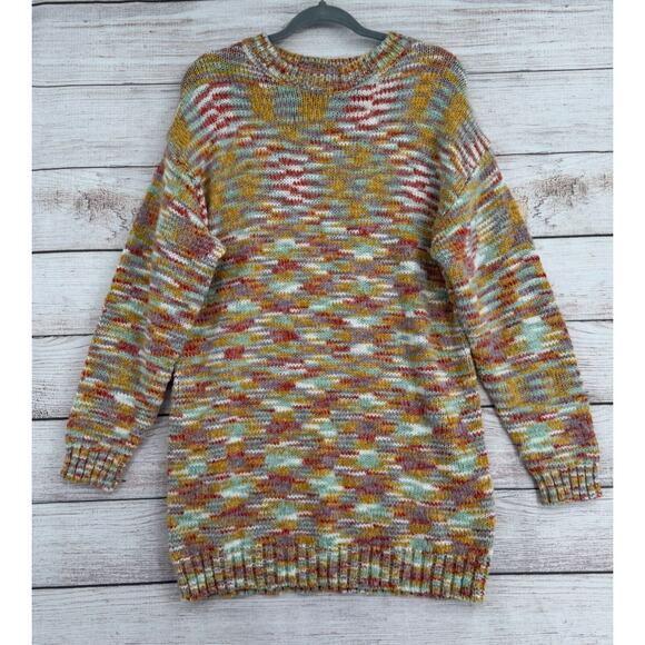 TALULAH Dresses & Skirts - Talulah‎ Multicolor Print Crew Neck Sweater Dress Women's Small Red/Tan/Green